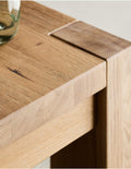 solid white oak dining table natural wood grain detail corner