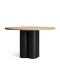 Natural oak and black ash round wooden dining table modern design