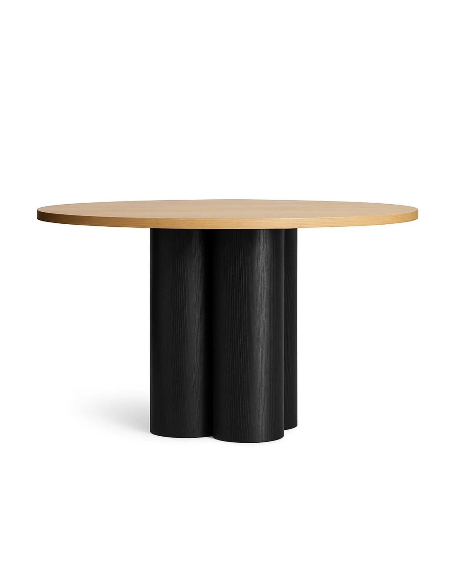 Natural oak and black ash round wooden dining table modern design