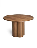 4/4 wooden round dining table in walnut finish