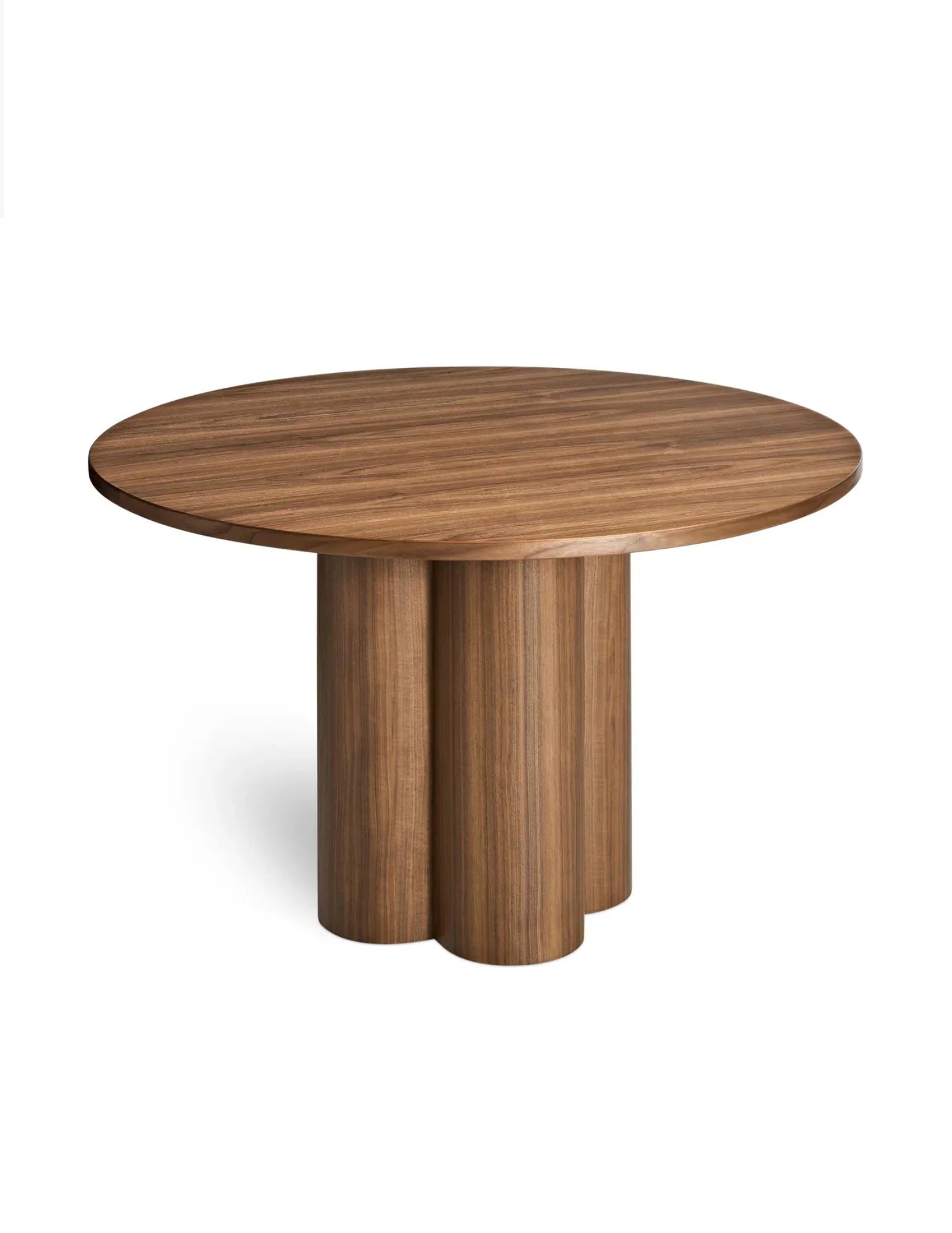 4/4 wooden round dining table in walnut finish